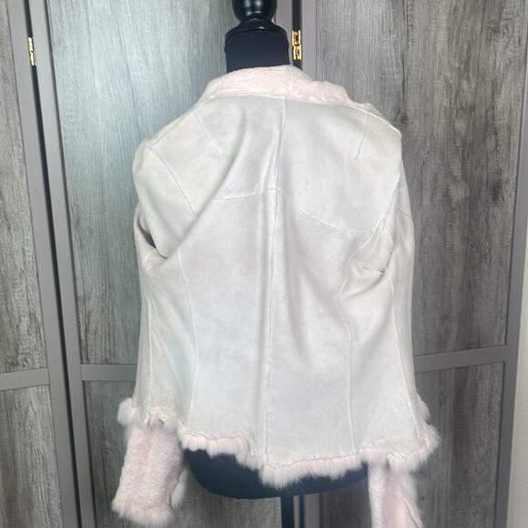 Pink 100% angora/rabbit fur open front jacket with tassels women’s XS-S - Picture 11 of 16